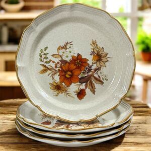 4 VTG Mikasa Garden Club Harvest Bouquet Dinner Plates 10,75” 455 Made In Japan